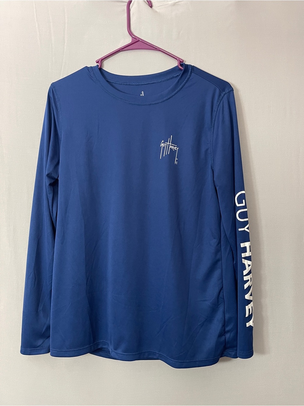 Guy Harvey Men's Large Performance Fishing Shirt Blue Long Sleeve Sun UPF